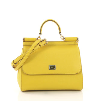 Dolce & Gabbana Miss Sicily Handbag Leather Medium Yellow 3940046