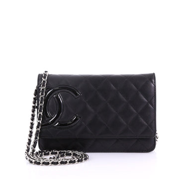 Chanel Cambon Wallet on Chain Quilted Leather Black 3940049