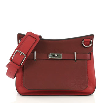 Hermes Jypsiere Handbag Bicolor Clemence 31 Red 394004