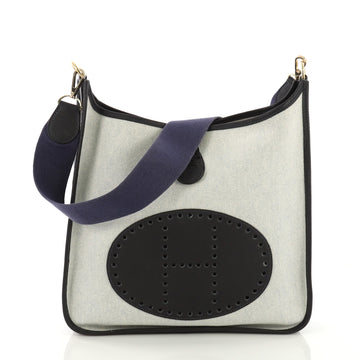 Hermes Evelyne Crossbody Gen I Toile and Leather PM Blue 3940053