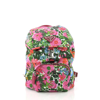 Prada Front Pocket Backpack Printed Tessuto Small Green 394006