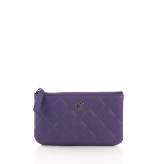 Chanel Classic O Case Pouch Quilted Lambskin Mini Purple 3940074