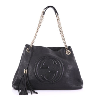 Gucci Soho Chain Strap Shoulder Bag Leather Medium Black 3940077