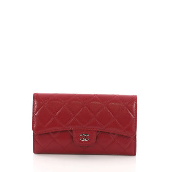 Chanel L-Flap Wallet Quilted Caviar Long Red 3940078