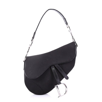 Christian Dior Vintage Saddle Bag Nylon Medium Black 394023
