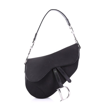 Christian Dior Vintage Saddle Bag Nylon Medium Black 394023