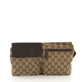 Gucci Vintage Double Belt Bag GG Canvas Neutral 394061