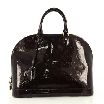 Louis Vuitton Alma Handbag Monogram Vernis GM Purple 394122