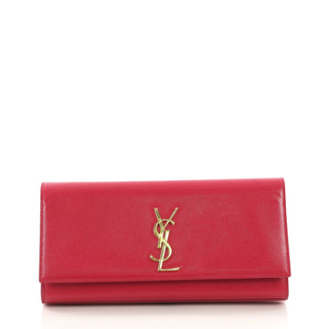 Saint Laurent Classic Monogram Clutch Leather Long Pink 394182