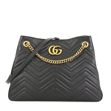 Gucci GG Marmont Chain Shoulder Bag Matelasse Leather Black