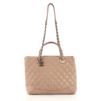 Chanel Easy Shopping Tote Quilted Lambskin Medium Pink 394212