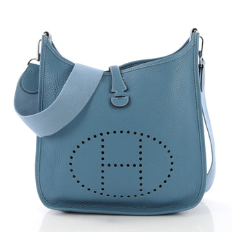 Hermes Evelyne Crossbody Gen III Clemence PM Blue 394241