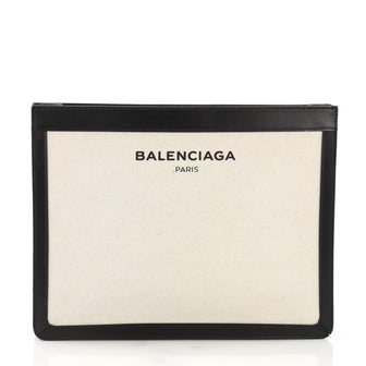 Balenciaga Navy Pochette S Canvas and Leather Neutral 394251