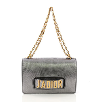 Christian Dior J'adior Flap Bag Python Medium Silver 394255