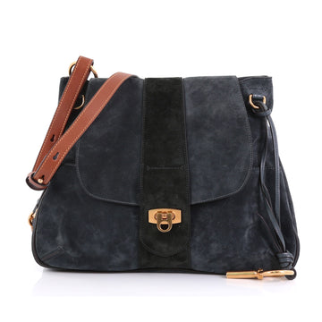 Chloe Lexa Crossbody Bag Suede Medium Blue 394272