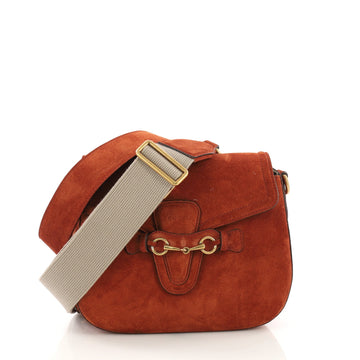 Gucci Lady Web Shoulder Bag Suede Medium Orange 394273