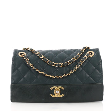 Chanel Soft Elegance Flap Bag Quilted Distressed Calfskin Green 394401