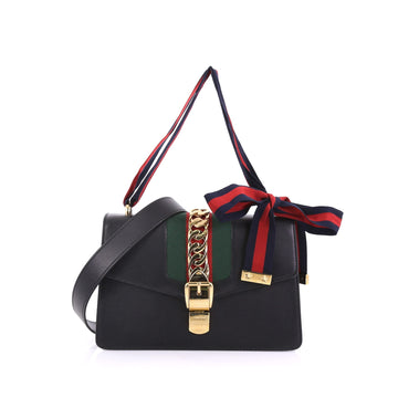 Gucci Sylvie Shoulder Bag Leather Small Black 3944509