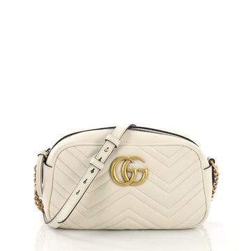 Gucci GG Marmont Shoulder Bag Matelasse Leather Small White