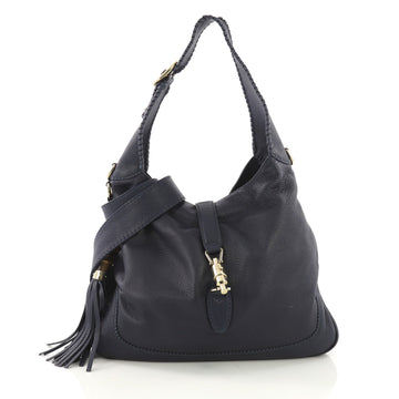 Gucci New Jackie Handbag Leather Medium Blue