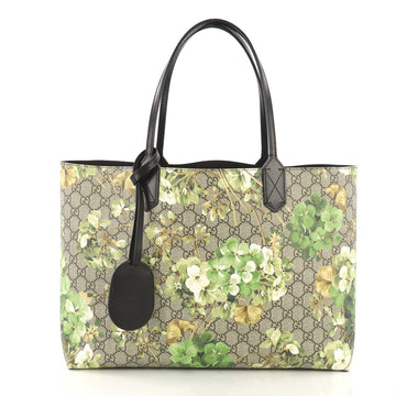 Gucci Reversible Tote Blooms GG Print Leather Medium Green
