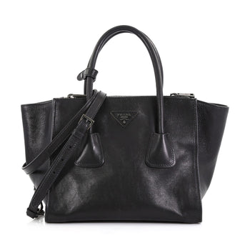 Prada Twin Pocket Tote Glace Calf Small Black 3944614