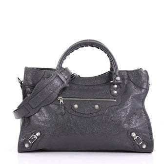 Balenciaga City Giant Studs Handbag Leather Medium Gray 3944618