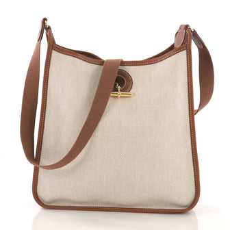 Hermes Vespa Handbag Toile and Leather PM Neutral 39446/8