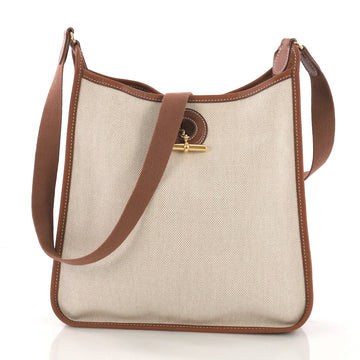 Hermes Vespa Handbag Toile and Leather PM Neutral 39446/8