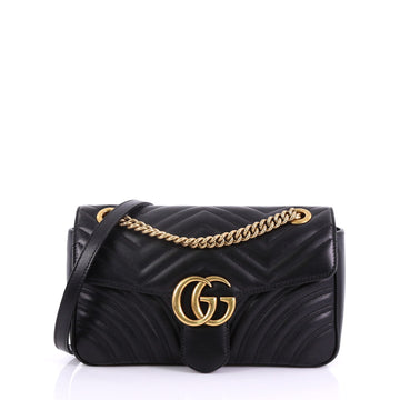 Gucci GG Marmont Flap Bag Matelasse Leather Small Black 394541