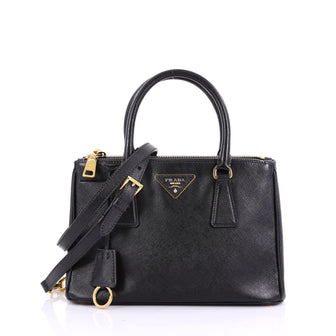 Prada Double Zip Lux Tote Saffiano Leather Mini Black 394591