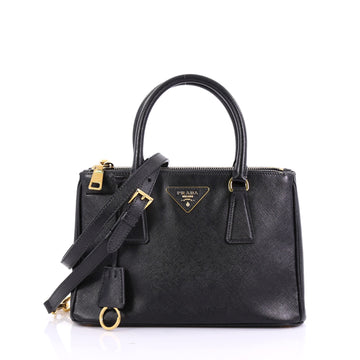 Prada Double Zip Lux Tote Saffiano Leather Mini Black 394591