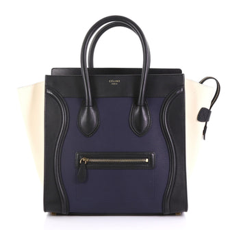 Celine Tricolor Luggage Handbag Leather Mini Blue 394641
