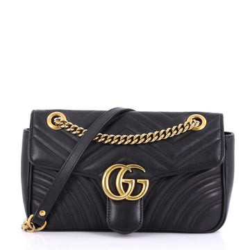 Gucci GG Marmont Flap Bag Matelasse Leather Small Black 394661