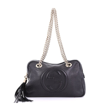 Gucci Soho Chain Zipped Shoulder Bag Leather Small Black 394731