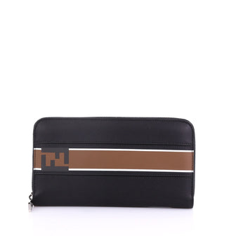 Fendi Forever Zip Around Wallet Printed Leather Long Black 3947320