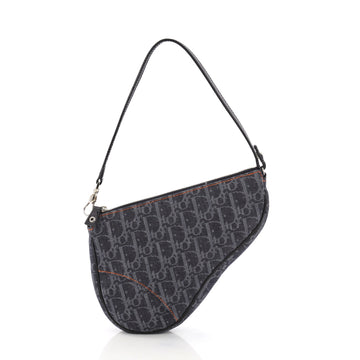 Christian Dior Vintage Saddle Bag Diorissimo Denim Mini Blue 394737