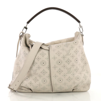 Louis Vuitton Selene Handbag Mahina Leather PM Gray 3947411
