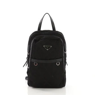 Prada Zip Sling Backpack Quilted Tessuto Black 3947412