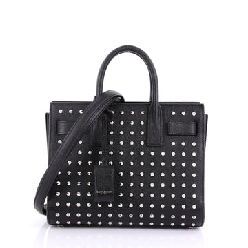 Saint Laurent Sac de Jour Handbag Studded Leather Nano Black