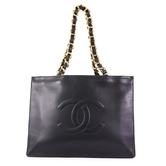 Chanel Vintage CC Chain Tote Lambskin XL Black 394749