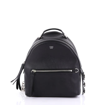 Fendi By The Way Backpack Leather with Crystals Mini Black 394851