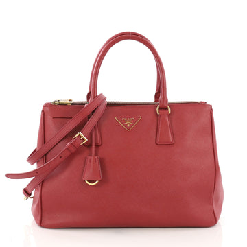 Prada Double Zip Lux Tote Saffiano Leather Medium Red