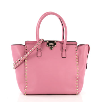 Valentino Rockstud Tote Rigid Leather Medium Pink