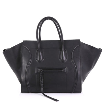 Celine Phantom Handbag Grainy Leather Medium Black 394981