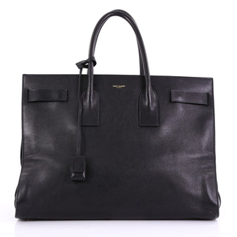 Saint Laurent Sac de Jour Handbag Leather Large Black 395001