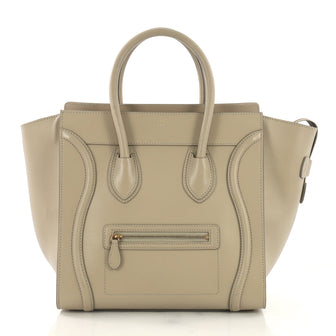 Celine Luggage Handbag Smooth Leather Mini Neutral 3950345