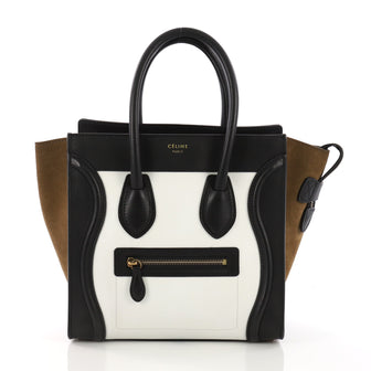 Celine Tricolor Luggage Handbag Leather Micro White 3950350