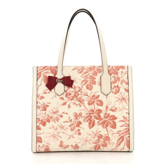 Gucci GG Ribbon Tote Coated Printed Canvas Medium Neutral 3950358