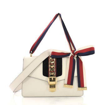 Gucci Sylvie Shoulder Bag Leather Small White 3950360